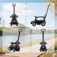 AIYAPLAY Carro Andador 2 em 1 para Crianças Land Rover Discovery com Buzina Pega de Empurrar e Barra Removíveis 84x40x94,5 cm Preto(m-8)