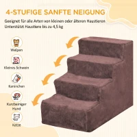 PawHut Hundetreppe 4-Stufig Abnehmbarer Bezug Für Kleine Hunde 44 cm Braun(m-4)