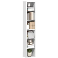 HOMCOM Bücherregal mit 6 Ablagen, freistehendes Regal für Wohnzimmer(m-8)