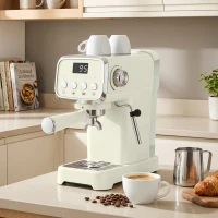 HOMCOM Piston-espressomachine 20 Bar met melkopschuimer en 1,2L afneembare watertank voor Espresso(m-2)