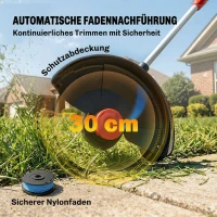 Outsunny Akku Rasentrimmer 2-in-1 Freischneider mit 30 cm Schnittbreite Verstellbar Griff neigbar Motorkopf für Garten Hof Silber(m-7)