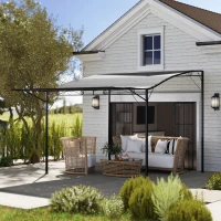 Outsunny Pavillon mit klappbarer Dacherweiterung wetterfest 3 x 2,5 m Dunkelgrau(m-2)