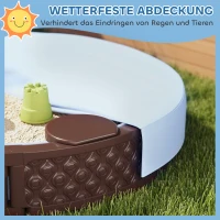 AIYAPLAY Zandbak, ronde zandbak voor tot 3 kinderen, met 3 zitplaatsen, waterdichte onderlaag, beschermhoes, 300 kg zand(m-6)