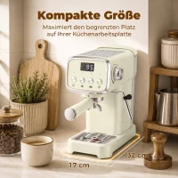 HOMCOM Piston-espressomachine 20 Bar met melkopschuimer en 1,2L afneembare watertank voor Espresso(m-7)