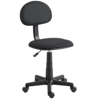 HOMCOM Fauteuil de bureau sans accoudoirs, réglable en hauteur, avec roulettes 360°, dossier bas, Noir(m-7)