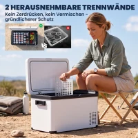 Outsunny Koelbox Auto 30L met Lcd-scherm Compressor Auto Koelkast Elektrische Boot Camper Reizen 12/24V DC en 110-240V AC Wit(m-5)