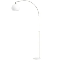HOMCOM Lampada da terra curva con interruttore a pedale e base in marmo, bianco(m-1)