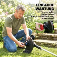 Outsunny Akku Rasentrimmer 2-in-1 Freischneider mit 30 cm Schnittbreite Verstellbar Griff neigbar Motorkopf für Garten Hof Silber(m-9)