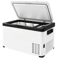 Outsunny Koelbox Auto 30L met Lcd-scherm Compressor Auto Koelkast Elektrische Boot Camper Reizen 12/24V DC en 110-240V AC Wit(m-1)