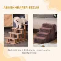 PawHut Hundetreppe 4-Stufig Abnehmbarer Bezug Für Kleine Hunde 44 cm Braun(m-5)