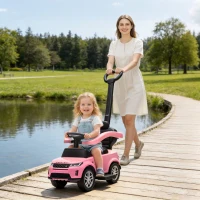 AIYAPLAY Land Rover Discovery Licensed Baby Push Car, 2-in-1 Ride on Car with Push Handle and Safety Guardrail, Pink(m-2)