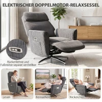 HOMCOM Relaxsessel Elektrisch Verstellbar Fernsessel mit Liegefunktion, 2 Motoren Drehbar TV Sessel mit USB-Anschluss(m-4)