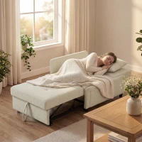 HOMCOM Schlafsessel für 1 Person, 4‑in‑1 Klick-Klack Schlafsessel gepolstert mit Chenille, verstellbare Rückenlehne, breite Sitzfläche, Beige(m-5)