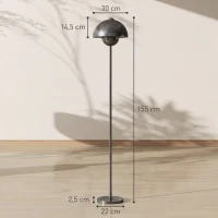 HOMCOM Lampada da terra con paralume rotondo e interruttore a pedale, grigio(m-3)
