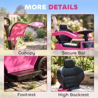 HOMCOM Porteur Enfants Voiture Enfant Multi-équipée 12-36 Mois klaxon Marche-Pieds, Garde-Corps et ombrelle Rose(m-8)