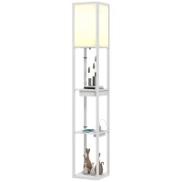HOMCOM Lampada da terra con 3 ripiani, porte USB e interruttore a pedale, bianco(m-7)