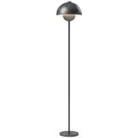 HOMCOM Lampada da terra con paralume rotondo e interruttore a pedale, grigio(m-7)
