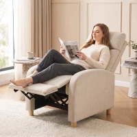 HOMCOM Manuell verstellbarer Relaxsessel 135° mit Fußstütze, Beige(m-2)