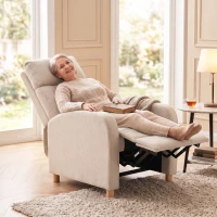 HOMCOM Manuell verstellbarer Relaxsessel 135° mit Fußstütze, Beige(m-4)