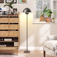HOMCOM Lampada da terra con paralume rotondo e interruttore a pedale, grigio(m-6)