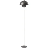 HOMCOM Lampada da terra con paralume rotondo e interruttore a pedale, grigio(m-1)