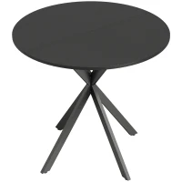 HOMCOM Table à Manger Ronde pour 2 Personnes avec Plateau Aspect Bois et Piètement Croisé en Acier, Noir(m-1)