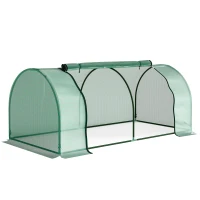 Outsunny Serra da giardino a Tunnel in Acciaio e con Copertura in PVC, 200x100x80 cm, Verde(m-1)