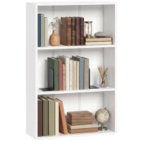 HOMCOM Bibliothèque étagère de rangement avec 3 compartiments et étagère réglable, 60 x 24 x 93 cm, blanc(m-14)