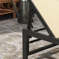 Outsunny Tumbona Reclinable de Jardín Exterior con Respaldo Ajustable en 4 Posiciones y Marco de Acero 166x60x84 cm Caqui(m-9)