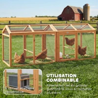 PawHut Enclos Poulailler en Bois avec Perchoir et Doubles Portes, Poulailler modulable pour jardin 104 x 70,5 x 84 cm, Orange(m-5)