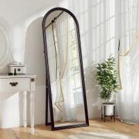HOMCOM Miroir de sol arqué pleine longueur miroir sur pied cadre en effet imitation pierre pour salon chambre 53x163cm marron(m-10)