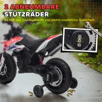 AIYAPLAY 12V kinder-motorfiets met steunwielen, LED-lichten, muziek, USB, elektrische motorfiets voor jongens en meisjes, wit(m-5)