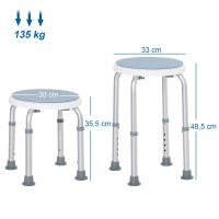 HOMCOM Tabouret de douche siège de douche antidérapant tabouret de bain hauteur réglable pivotant à 360° en aluminium(m-3)