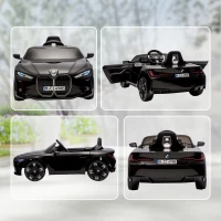HOMCOM Mașină Electrică pentru Copii 3-6 Ani cu Licență BMW, cu Telecomandă, Claxon și Faruri, 115x67x45 cm, Neagră(m-9)