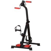 HOMCOM Pedales Estáticos Personas Mayores de Piernas y Brazos Altura Ajustable 75-97 cm Pantalla LCD y Rodillo Masajeador