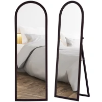 HOMCOM Miroir de sol arqué pleine longueur miroir sur pied cadre en effet imitation pierre pour salon chambre 53x163cm marron(m-12)