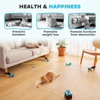 PawHut Interactive Cat Toy for Indoor Kittens & Adult with Adjustable Speed, DIY Track & Mouse Sound(m-7)