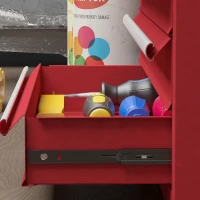 DURHAND Cassetta Porta Attrezzi in Acciaio con 4 Cassetti, Vassoio Superiore a Doppia Serratura, 51x22x39.5 cm, Rosso(m-8)
