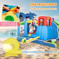 Outsunny Château gonflable aire de jeux avec toboggan trampoline piscines + 3-8 ans 390 x 300 x 197 cm - multicolore(m-7)