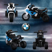 HOMCOM Elektryczny motocykl dla dzieci BMW S1000RR 6V z reflektorem i muzyką 2,5 km/h dla dzieci 18–36 miesięcy Niebieski(m-7)