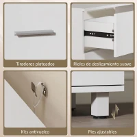 HOMCOM Mueble Bajo Lavabo con 2 Cajones Estilo Moderno para Lavabo sin Pedestal 80x30x60 cm Blanco(m-9)