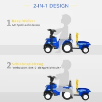 HOMCOM kinderloopauto NEW HOLLAND loopauto kinderauto kinderauto oldtimer loophulp met claxon kunststof metaal blauw 91 x 29 x 44 cm(m-4)