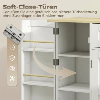 HOMCOM Sideboard, Landhausstil Küchenschrank mit Schiebetüren, 1 Schublade, 2 verstellbaren Einlegeböden, Türregalen(m-7)