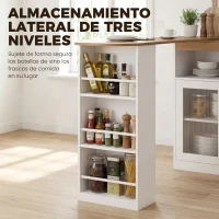 HOMCOM Mesa de Bar Extensible y Giratoria 90° con Estantes Abiertos y 2 Puertas de Vidrio 150x80x105,5 cm Blanco y Natural(m-5)
