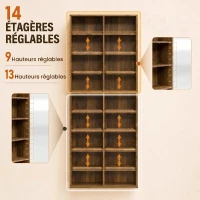 HOMCOM Rangements pour CD et DVD 18 compartiments capacité max. 640 CD/360 DVD 430 Blu-ray 78,5 x 24 x 175 cm noyer foncé(m-5)