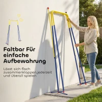 AIYAPLAY Faltbar Schaukelgestell mit A-Rahmen, 2 Haken, 4 Bodenankern, für 9 Monate bis 8 Jahre Kinder 128x155x157 cm Blau(m-7)