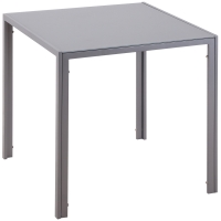 HOMCOM Vierkante Eettafel Keukentafel Glazen Tafel, Glasblad, Compact Ontwerp, Grijs