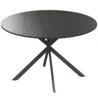 HOMCOM Ronde eettafel voor 4 personen, keukentafel in industriële stijl met stalen poten, voor eetkamer, keuken, zwart(m-1)