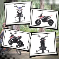 AIYAPLAY 12V kinder-motorfiets met steunwielen, LED-lichten, muziek, USB, elektrische motorfiets voor jongens en meisjes, wit(m-8)