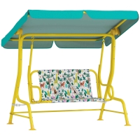 AIYAPLAY 2-Sitzer Kinder Hollywoodschaukel mit verstellbar Sonnendach Sicherheitsgurt für 3-6 Jahre bis 60 kg 112x75x120cm Grün